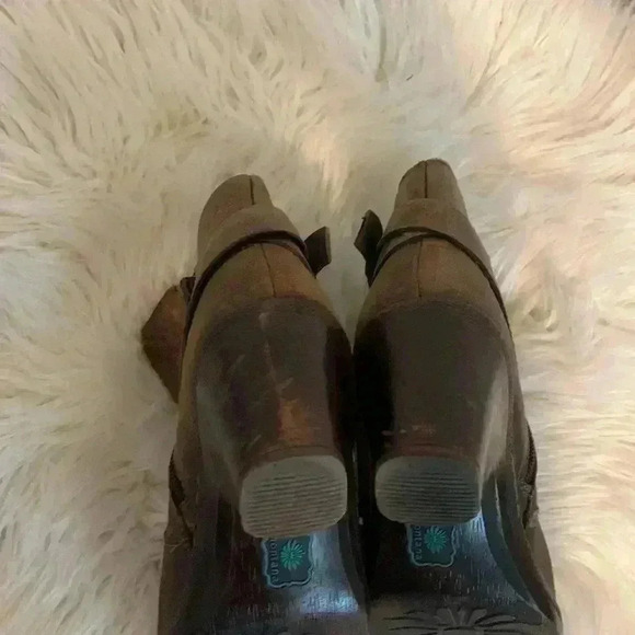 Montana leather booties brown rustic finish distressed ankle boots sz 8m - Picture 6 of 7